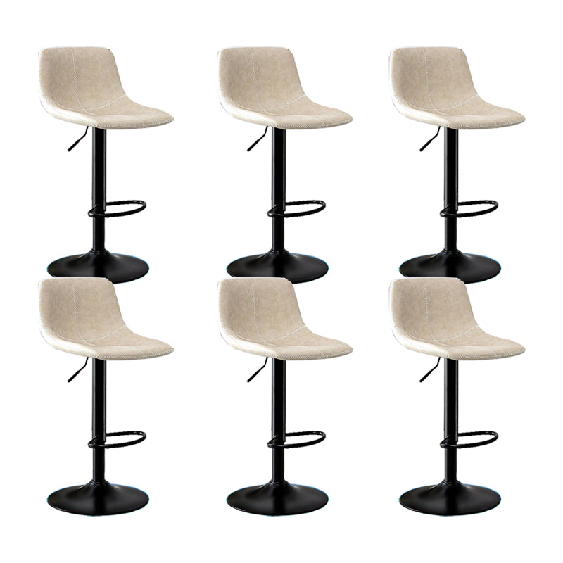 Modern Home Adjustable Height Barstool Matte Finish Leather Swivel Stool