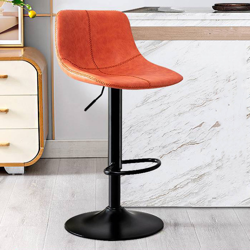 Modern Home Adjustable Height Barstool Matte Finish Leather Swivel Stool