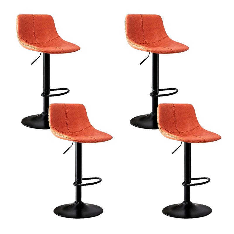 Modern Home Adjustable Height Barstool Matte Finish Leather Swivel Stool