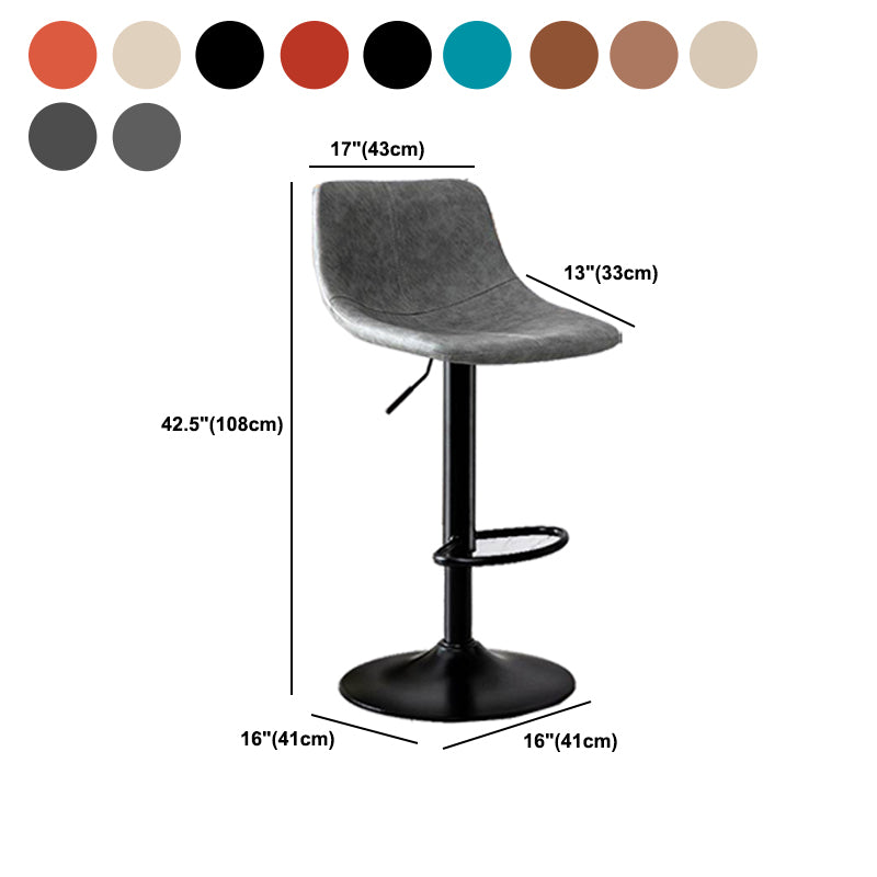 Modern Home Adjustable Height Barstool Matte Finish Leather Swivel Stool