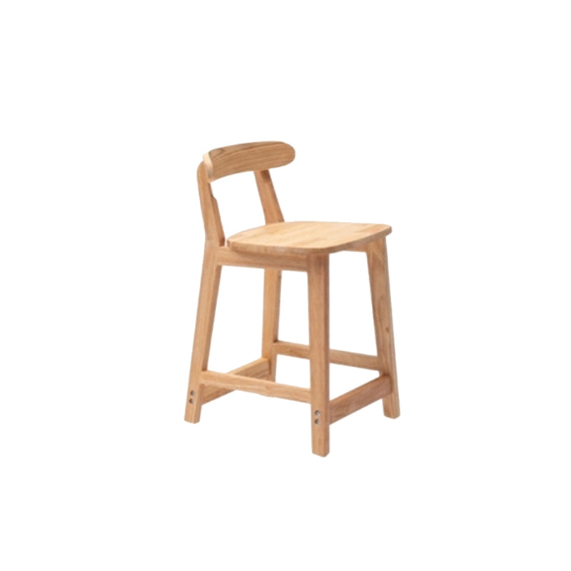 Solid Wood Low Back Bar Stool Modern Indoor Bar Chair with Footrest