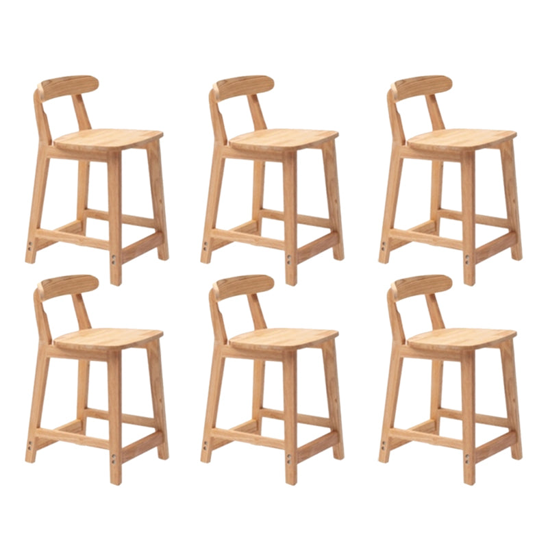 Solid Wood Low Back Bar Stool Modern Indoor Bar Chair with Footrest