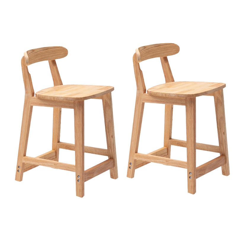 Solid Wood Low Back Bar Stool Modern Indoor Bar Chair with Footrest