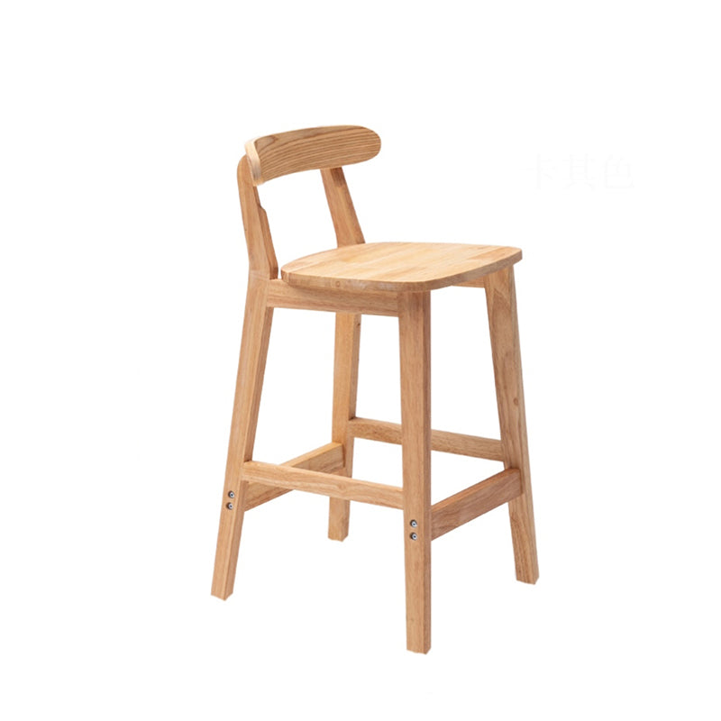 Solid Wood Low Back Bar Stool Modern Indoor Bar Chair with Footrest