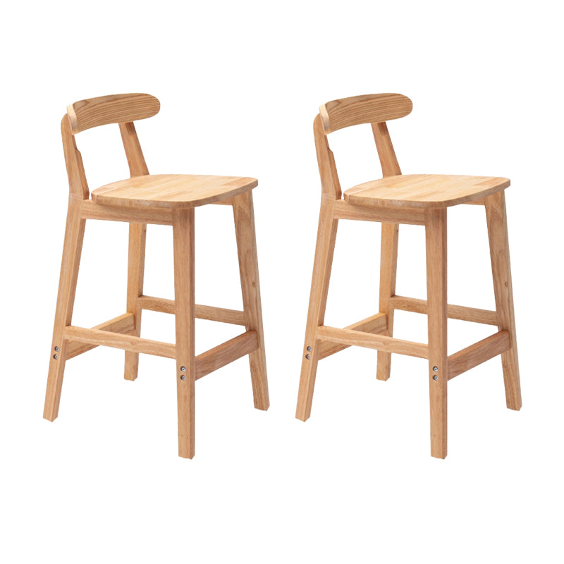 Solid Wood Low Back Bar Stool Modern Indoor Bar Chair with Footrest