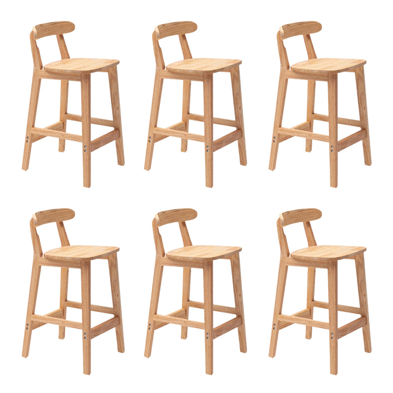 Solid Wood Low Back Bar Stool Modern Indoor Bar Chair with Footrest