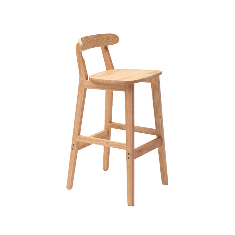 Solid Wood Low Back Bar Stool Modern Indoor Bar Chair with Footrest
