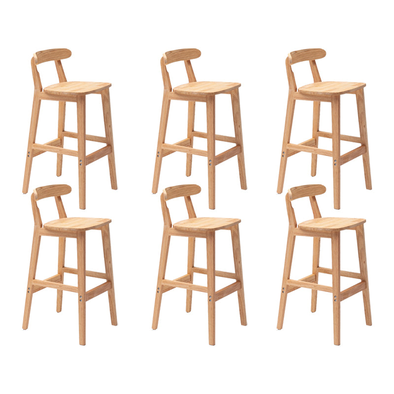 Solid Wood Low Back Bar Stool Modern Indoor Bar Chair with Footrest