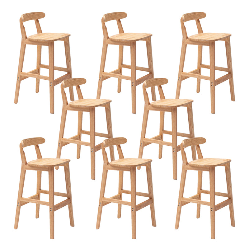 Solid Wood Low Back Bar Stool Modern Indoor Bar Chair with Footrest