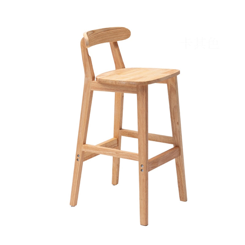 Solid Wood Low Back Bar Stool Modern Indoor Bar Chair with Footrest