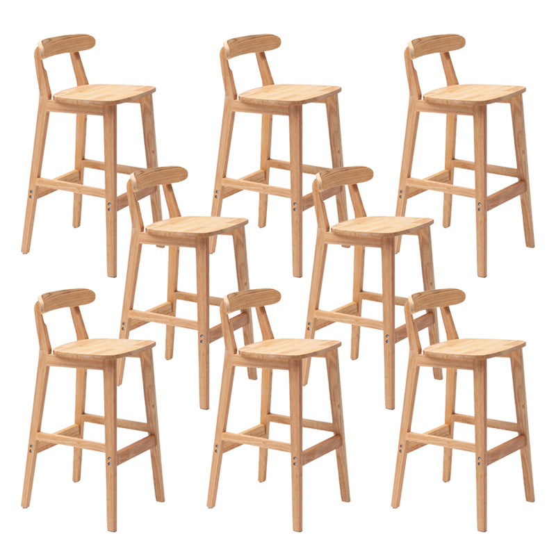 Solid Wood Low Back Bar Stool Modern Indoor Bar Chair with Footrest
