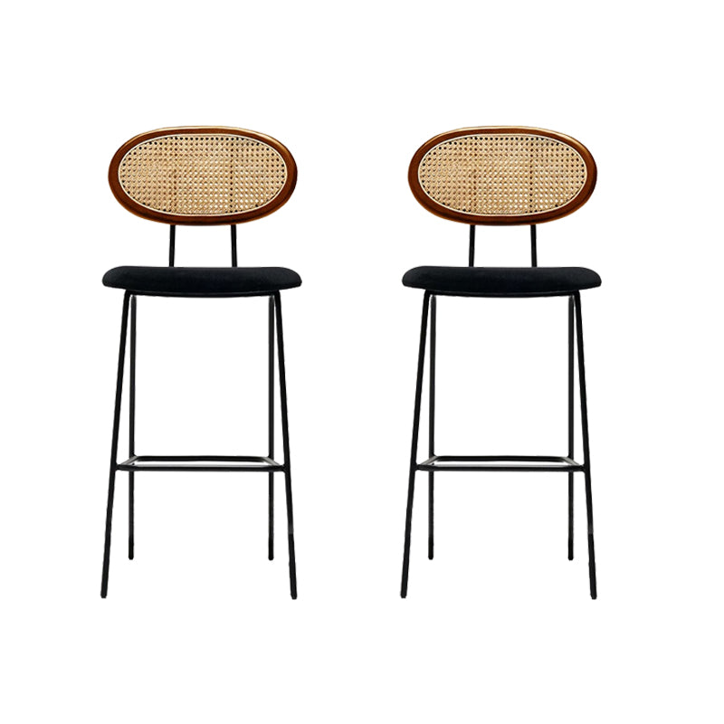 Industrial Upholstered Bar Chair Rattan Weave Low Back Bar Stool