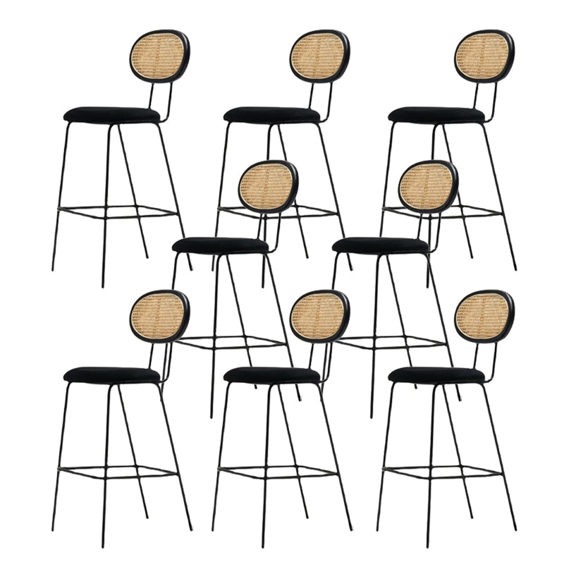 Industrial Upholstered Bar Chair Rattan Weave Low Back Bar Stool