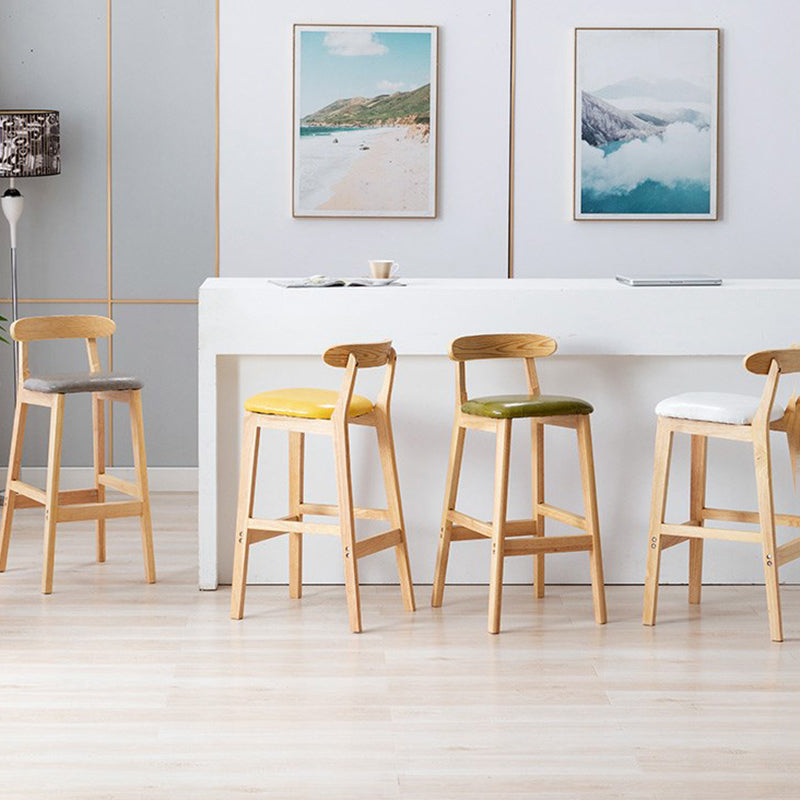 Modern Rubberwood Dessert Shop Barstool Footrest Matte Finish Stool