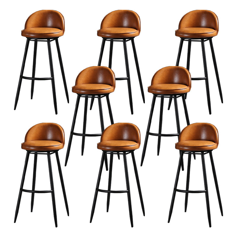 Indoor Faux Leather Counter Chair Industrial Bar Stool with Metal Legs
