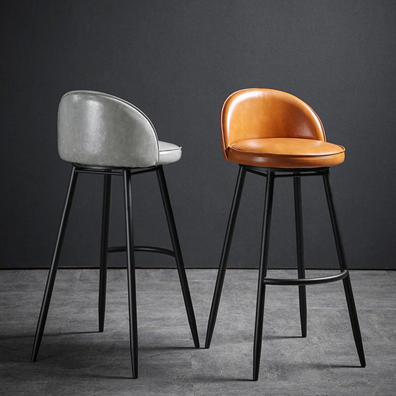 Indoor Faux Leather Counter Chair Industrial Bar Stool with Metal Legs