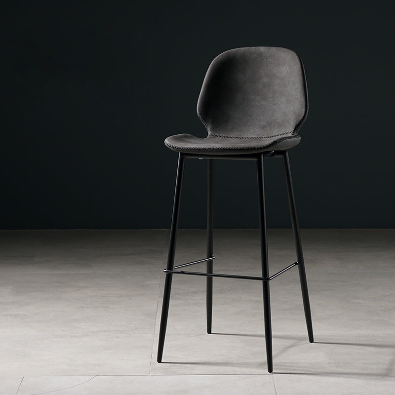 Contemporary Milk Tea Shop Low Back Stool Matte Finish Leather Barstool