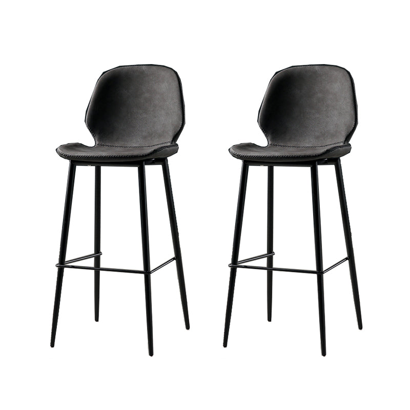 Contemporary Milk Tea Shop Low Back Stool Matte Finish Leather Barstool