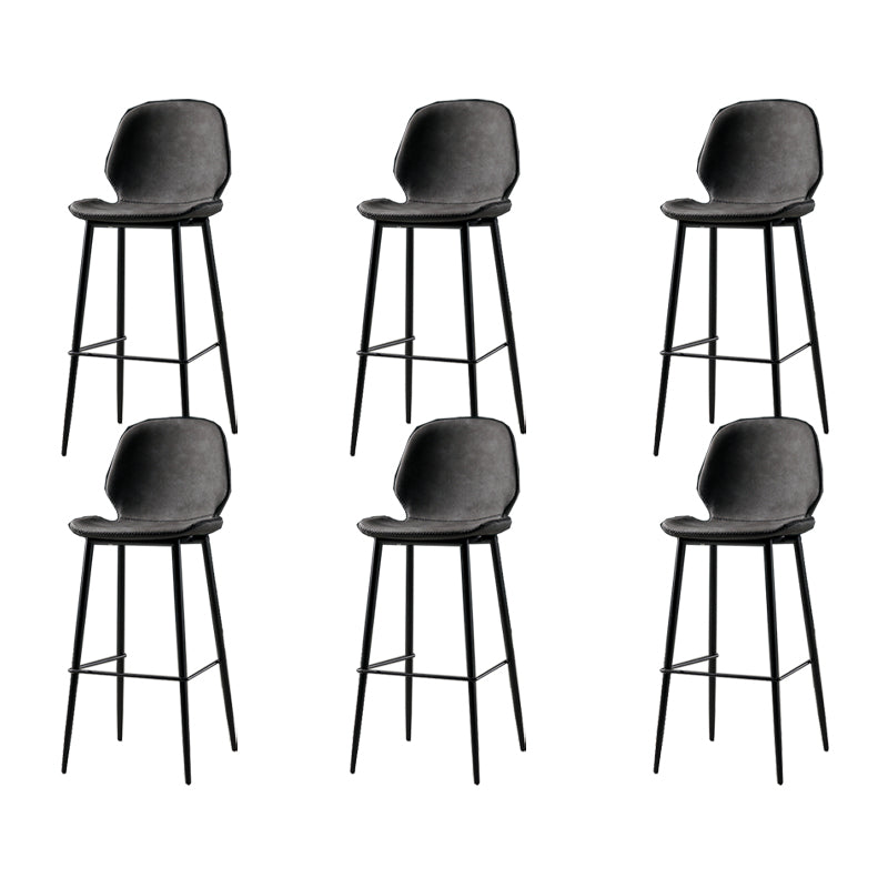 Contemporary Milk Tea Shop Low Back Stool Matte Finish Leather Barstool