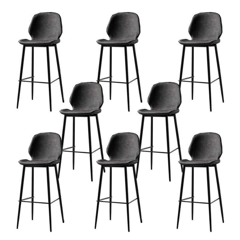 Contemporary Milk Tea Shop Low Back Stool Matte Finish Leather Barstool