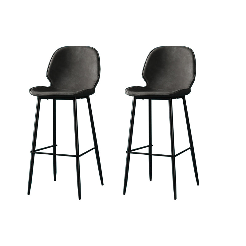Contemporary Milk Tea Shop Low Back Stool Matte Finish Leather Barstool