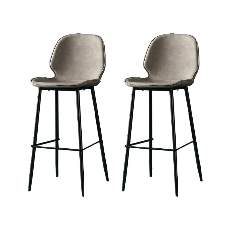 Contemporary Milk Tea Shop Low Back Stool Matte Finish Leather Barstool