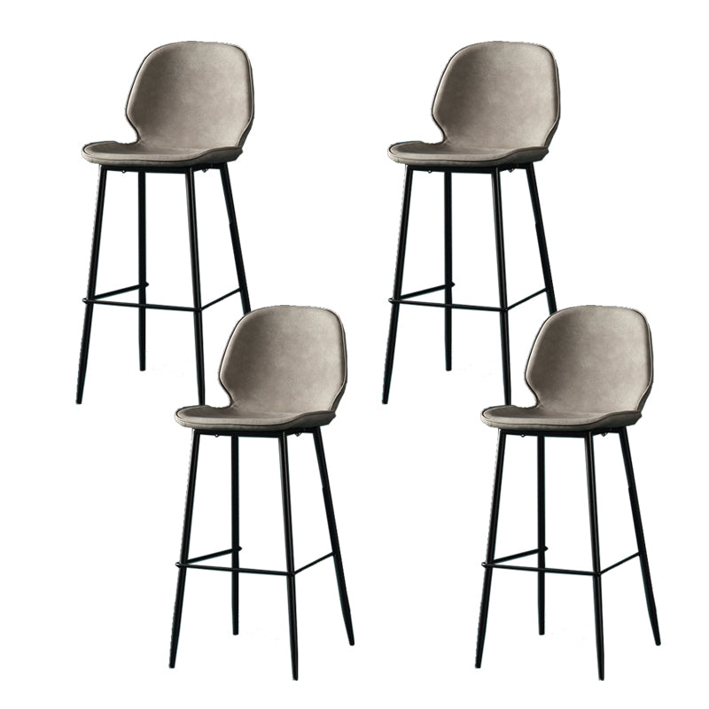 Contemporary Milk Tea Shop Low Back Stool Matte Finish Leather Barstool