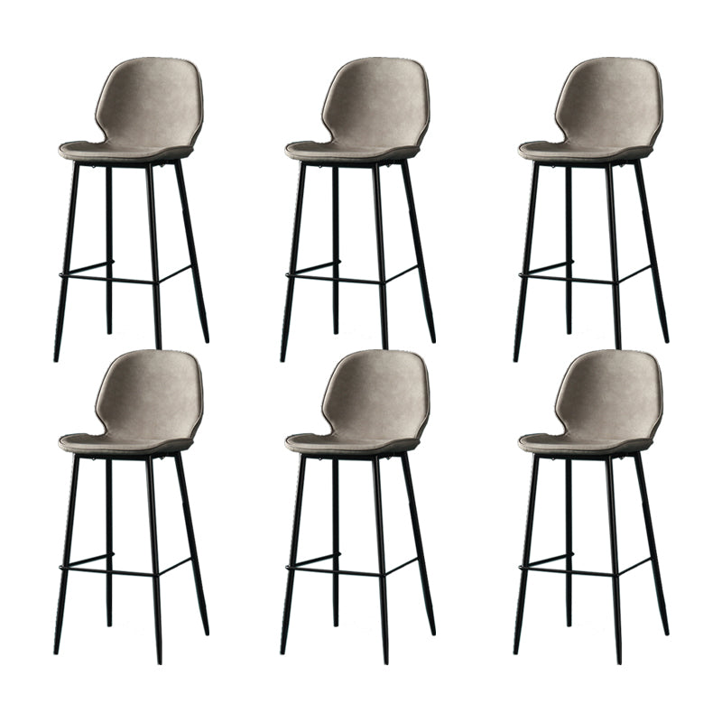 Contemporary Milk Tea Shop Low Back Stool Matte Finish Leather Barstool