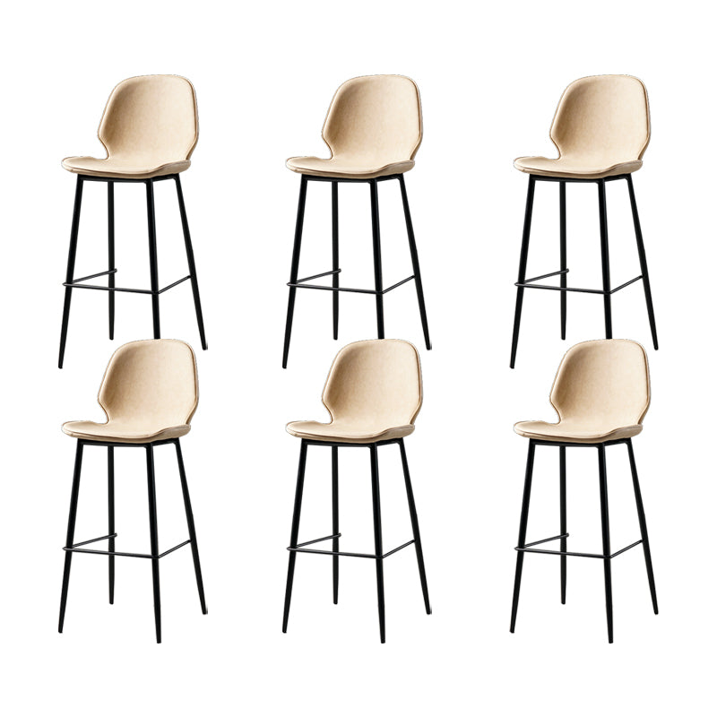 Contemporary Milk Tea Shop Low Back Stool Matte Finish Leather Barstool