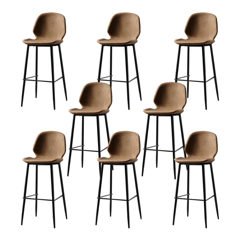 Contemporary Milk Tea Shop Low Back Stool Matte Finish Leather Barstool