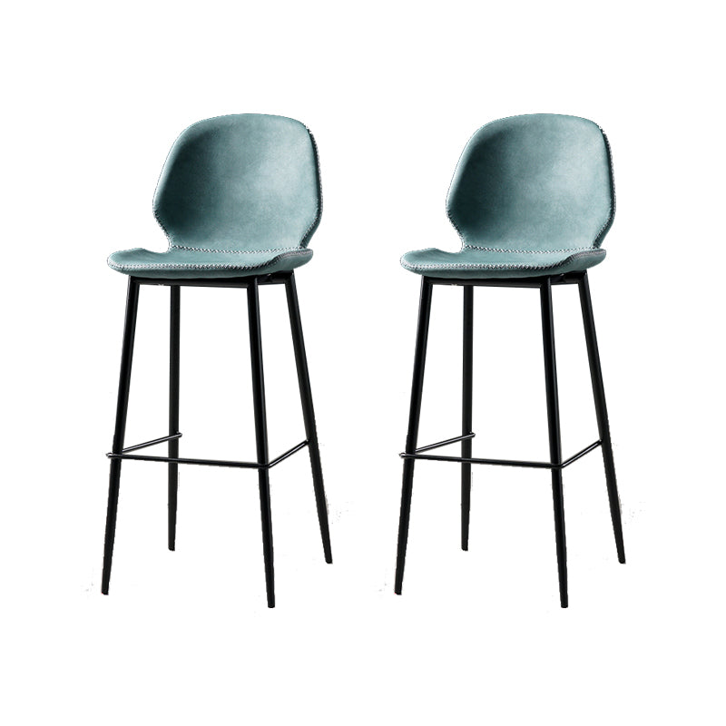 Contemporary Milk Tea Shop Low Back Stool Matte Finish Leather Barstool