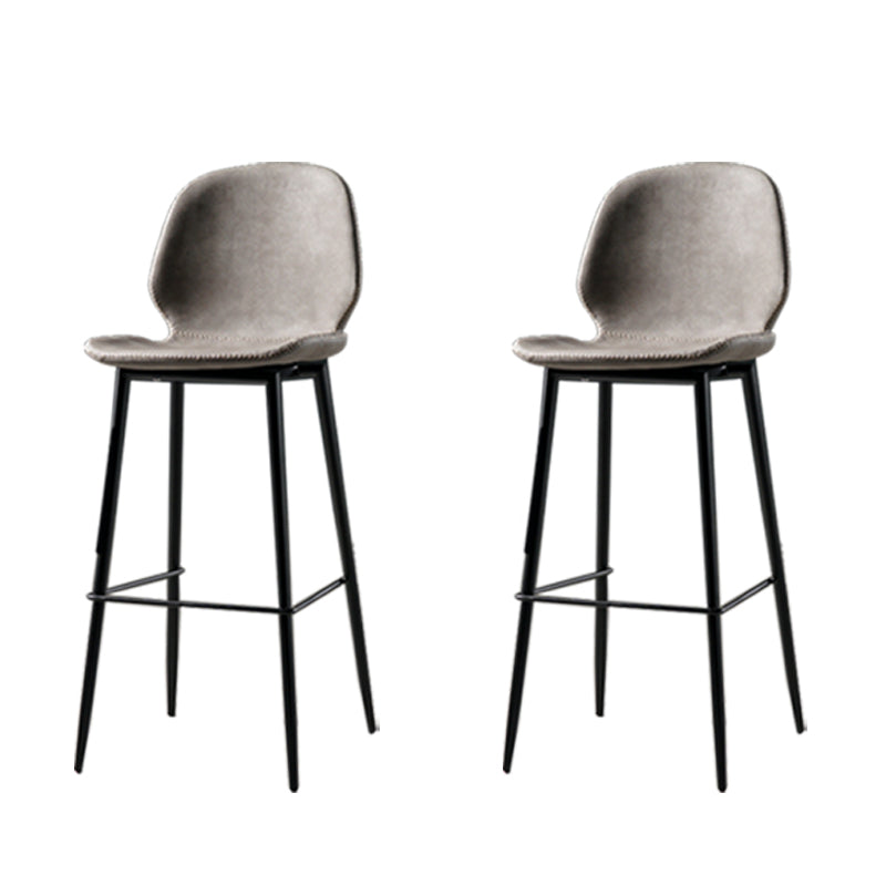 Contemporary Milk Tea Shop Low Back Stool Matte Finish Leather Barstool