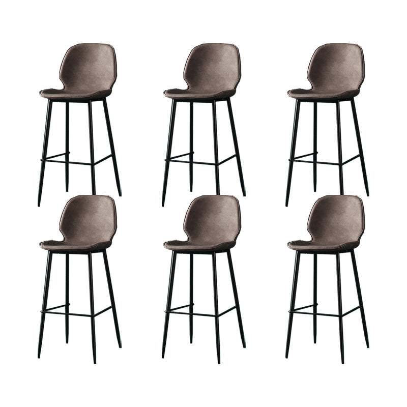 Contemporary Milk Tea Shop Low Back Stool Matte Finish Leather Barstool