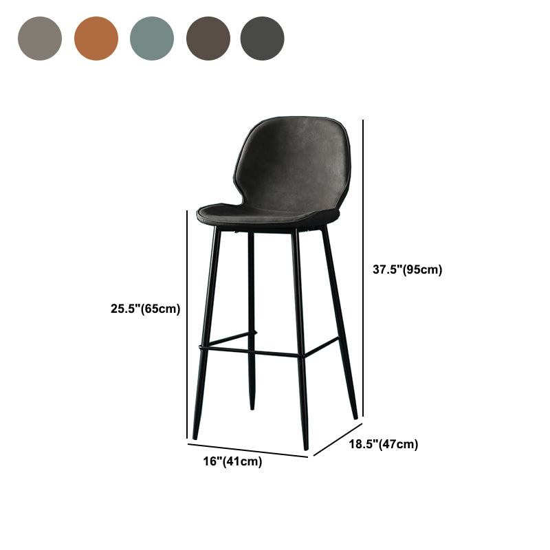 Contemporary Milk Tea Shop Low Back Stool Matte Finish Leather Barstool