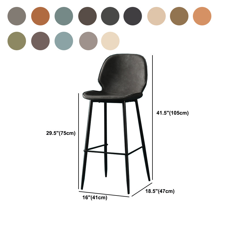 Contemporary Milk Tea Shop Low Back Stool Matte Finish Leather Barstool