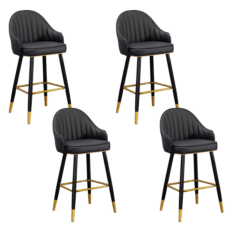 Modern Faux Leather Bar Chair Indoor Upholstered Bar Stool with Footrest