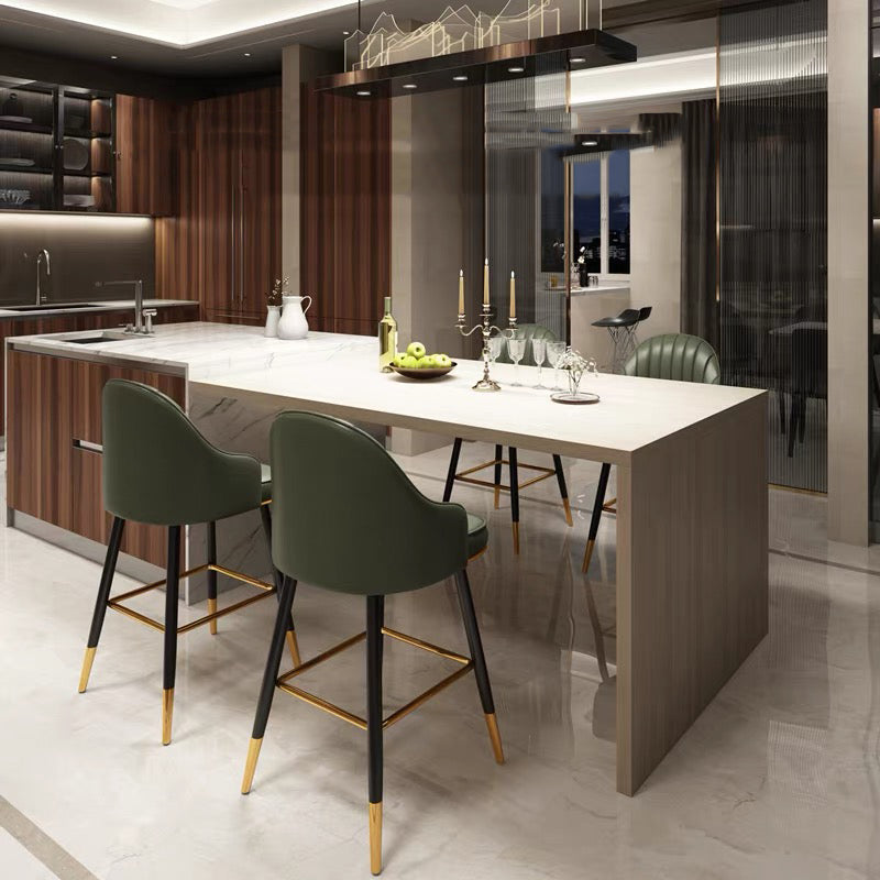 Modern Faux Leather Bar Chair Indoor Upholstered Bar Stool with Footrest