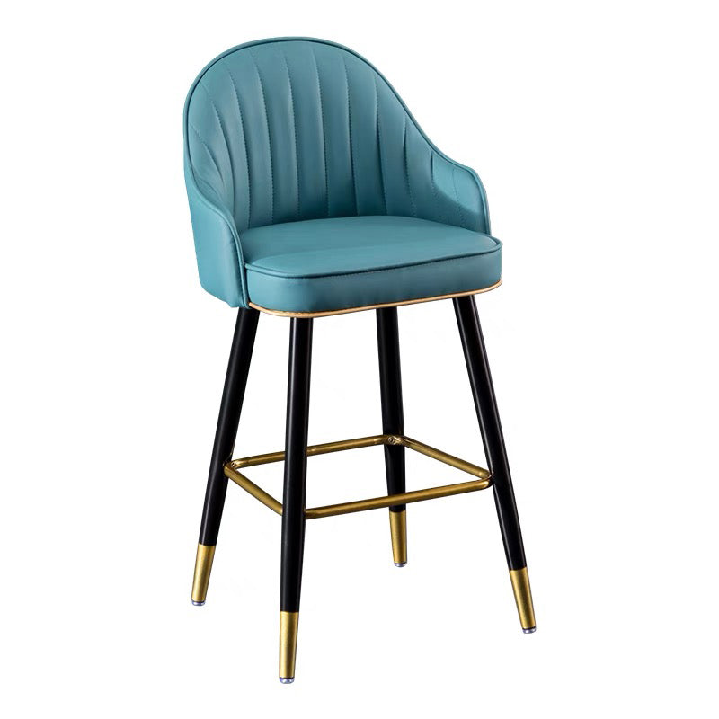 Modern Faux Leather Bar Chair Indoor Upholstered Bar Stool with Footrest
