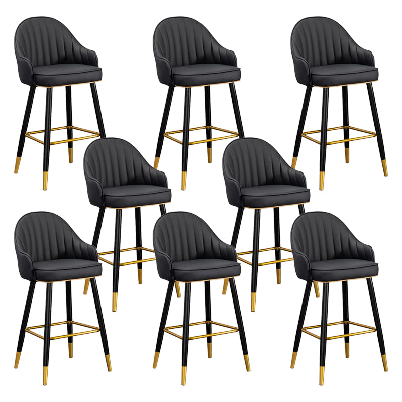 Modern Faux Leather Bar Chair Indoor Upholstered Bar Stool with Footrest