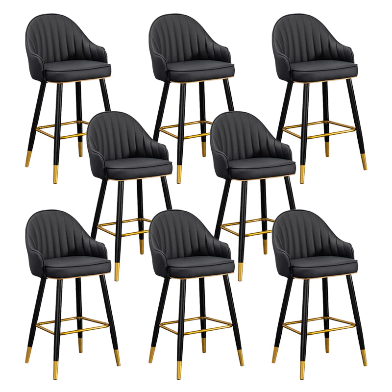 Modern Faux Leather Bar Chair Indoor Upholstered Bar Stool with Footrest