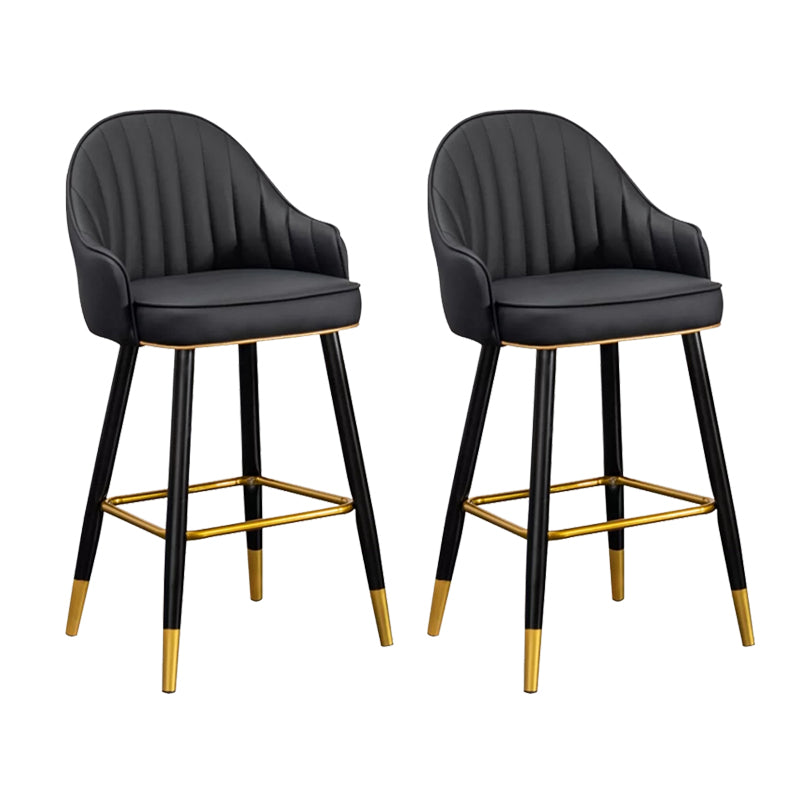 Modern Faux Leather Bar Chair Indoor Upholstered Bar Stool with Footrest