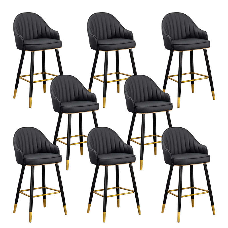 Modern Faux Leather Bar Chair Indoor Upholstered Bar Stool with Footrest
