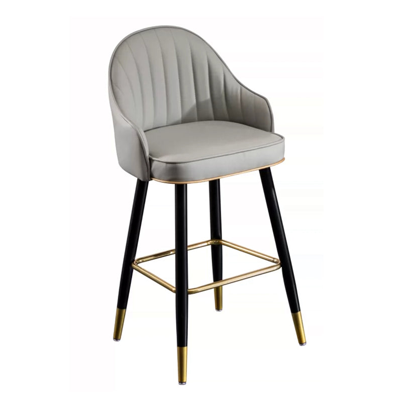 Modern Faux Leather Bar Chair Indoor Upholstered Bar Stool with Footrest
