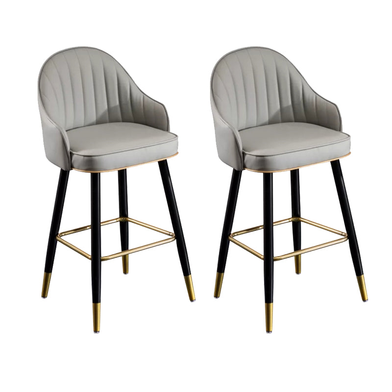 Modern Faux Leather Bar Chair Indoor Upholstered Bar Stool with Footrest
