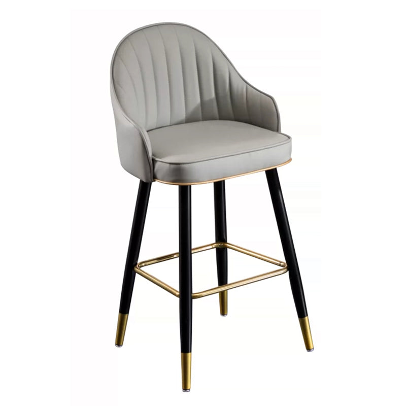 Modern Faux Leather Bar Chair Indoor Upholstered Bar Stool with Footrest