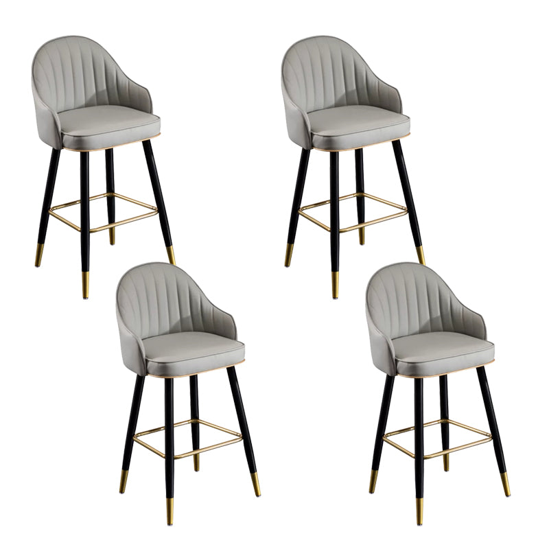 Modern Faux Leather Bar Chair Indoor Upholstered Bar Stool with Footrest