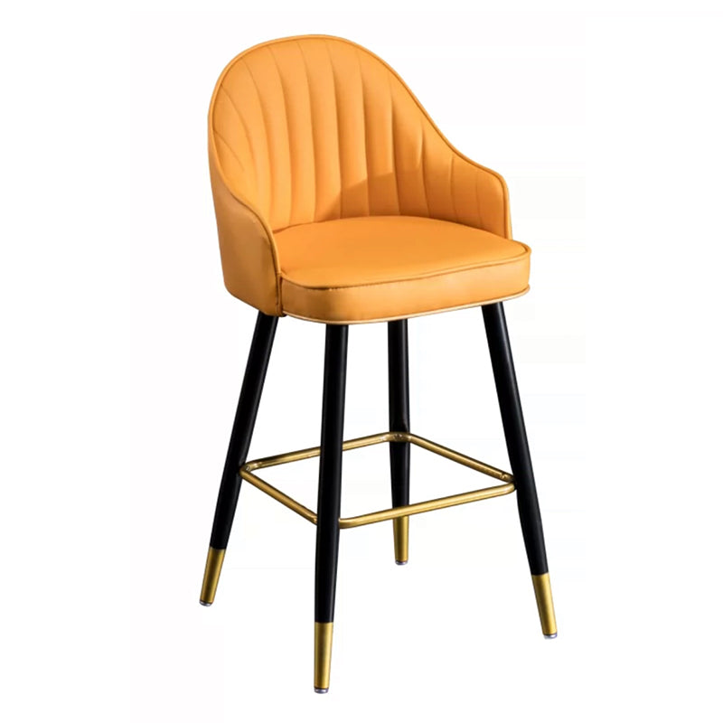 Modern Faux Leather Bar Chair Indoor Upholstered Bar Stool with Footrest