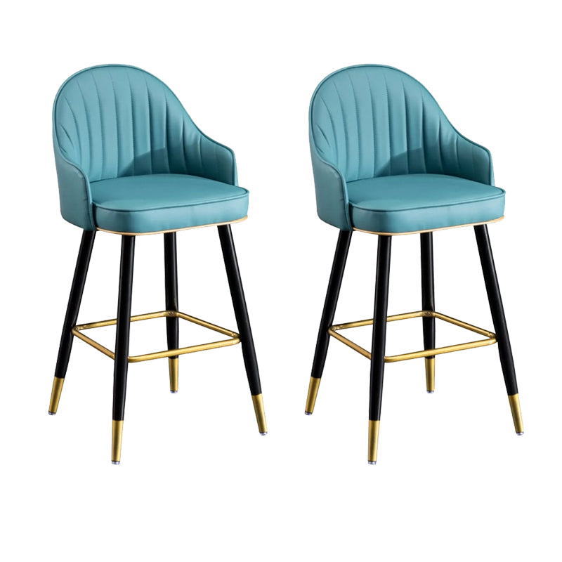 Modern Faux Leather Bar Chair Indoor Upholstered Bar Stool with Footrest