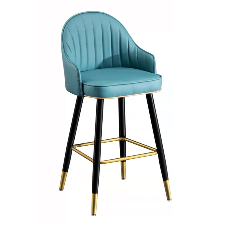 Modern Faux Leather Bar Chair Indoor Upholstered Bar Stool with Footrest
