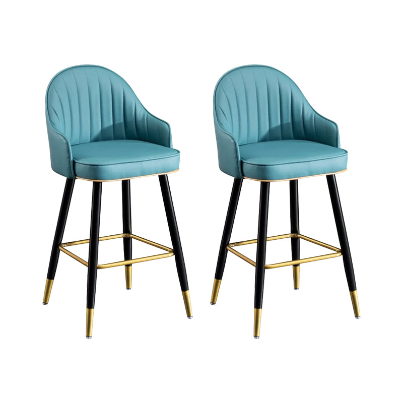 Modern Faux Leather Bar Chair Indoor Upholstered Bar Stool with Footrest